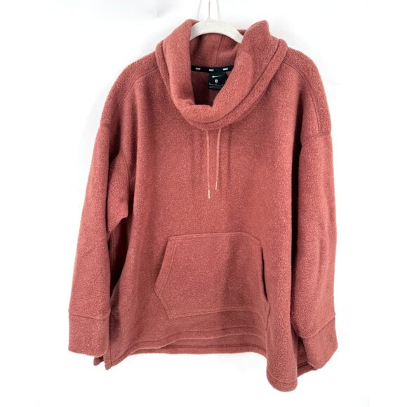 Nike Womens Oversized Therma Fit Funnel Neck Pullover Sweatshirt Fleece Medium - Picture 1 of 9